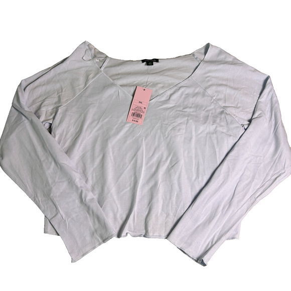 NWT Wild Fable Wide V Neck Shirt Womens XXL Blue Lightweight Fall Layer Comfort - Picture 2 of 7